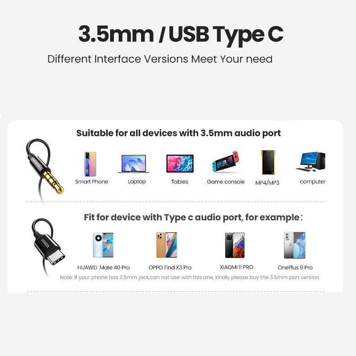 High-Definition In-Ear Earphones with Microphone - 3.5mm, USB Type-C, Lightning Connector