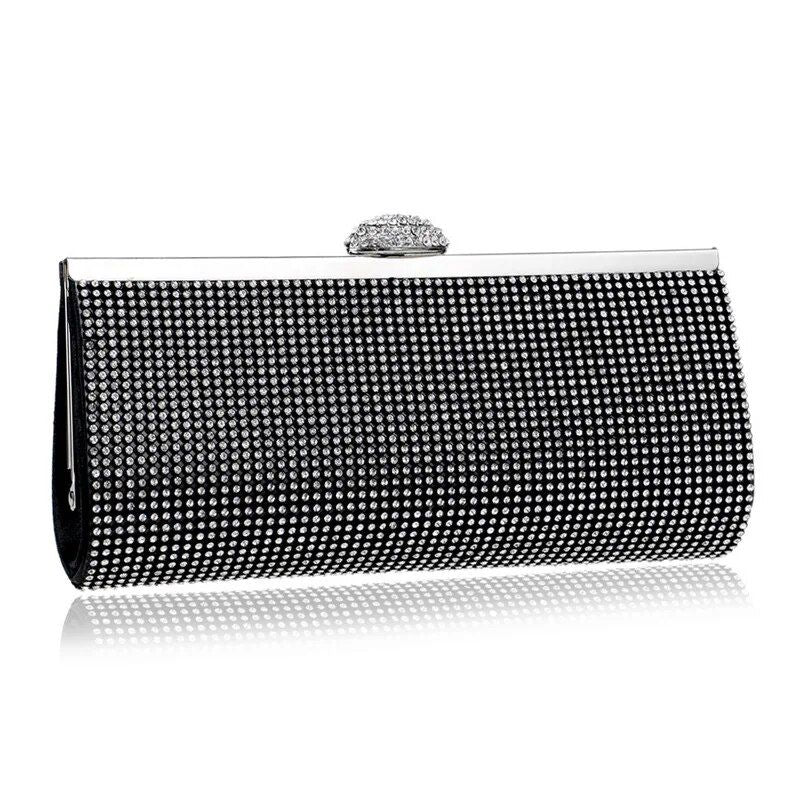 Clutch de noite glamorosa com strass para mulheres