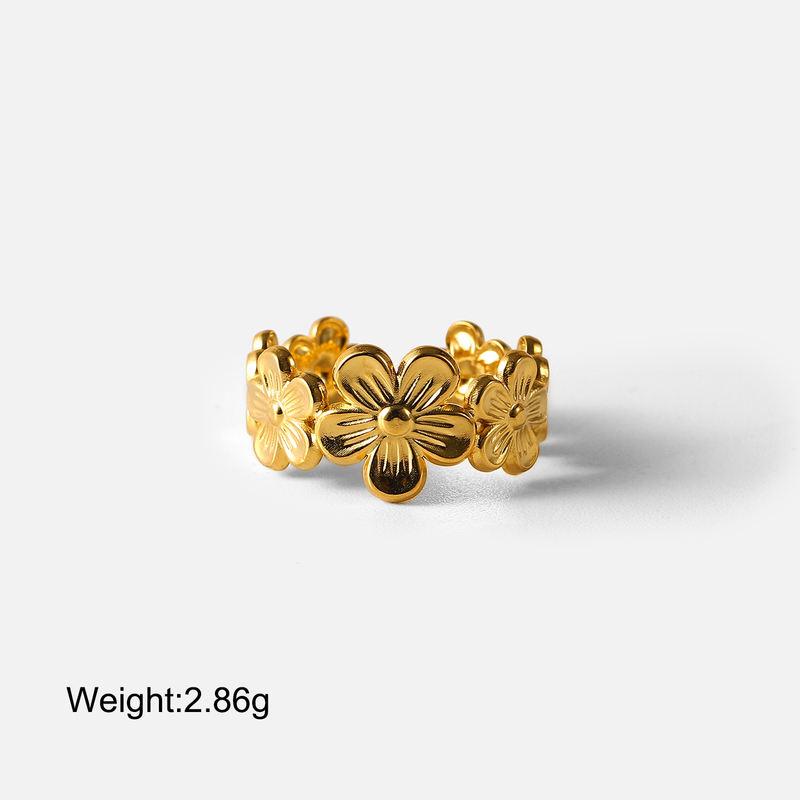 adjustable gold flower ring, view 2 - MRSLM