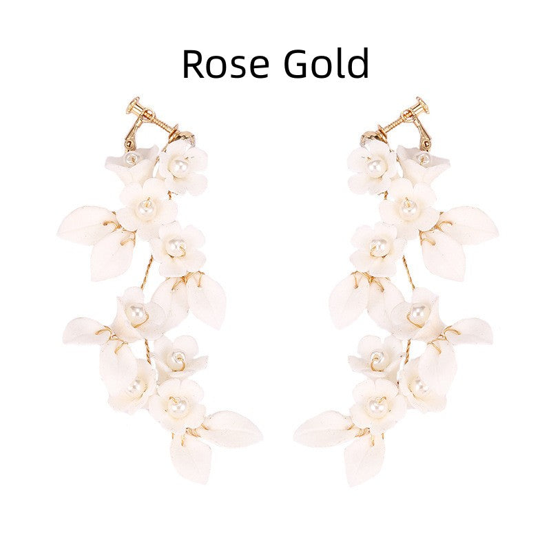 ceramic flower leaf ear clips, view 7 - MRSLM
