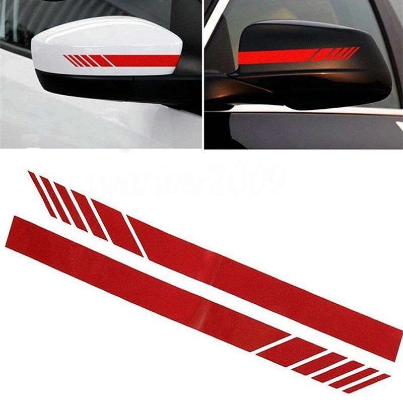 Car Racing Stripe Stickers Rearview Mirror Vinyl Decals