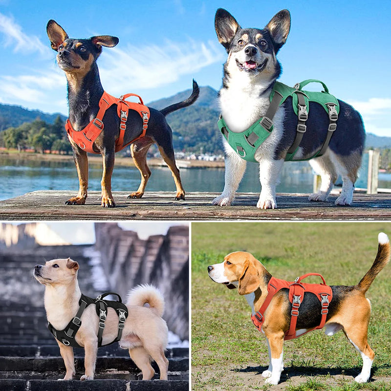 reflective nylon dog harness with handle, view 9 - MRSLM