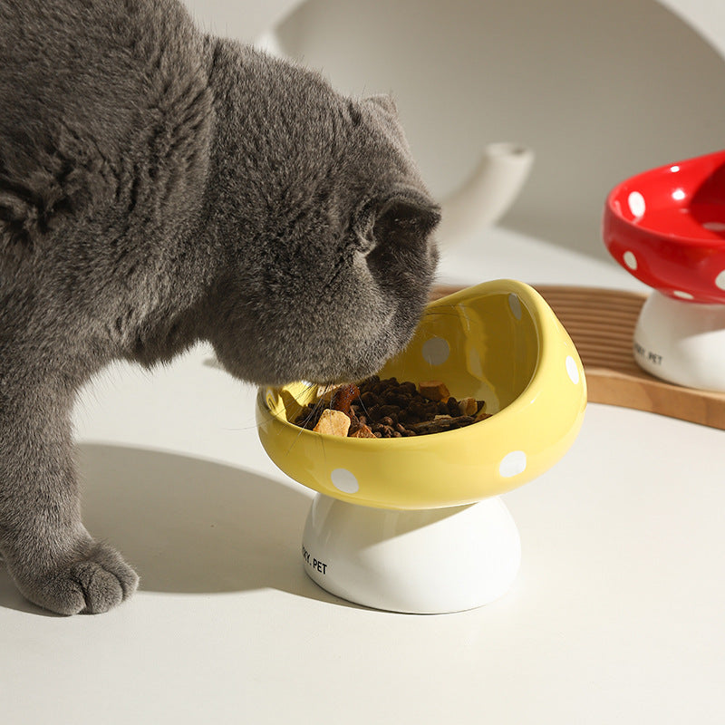 mushroom-shaped ceramic pet bowl, view 5 - MRSLM