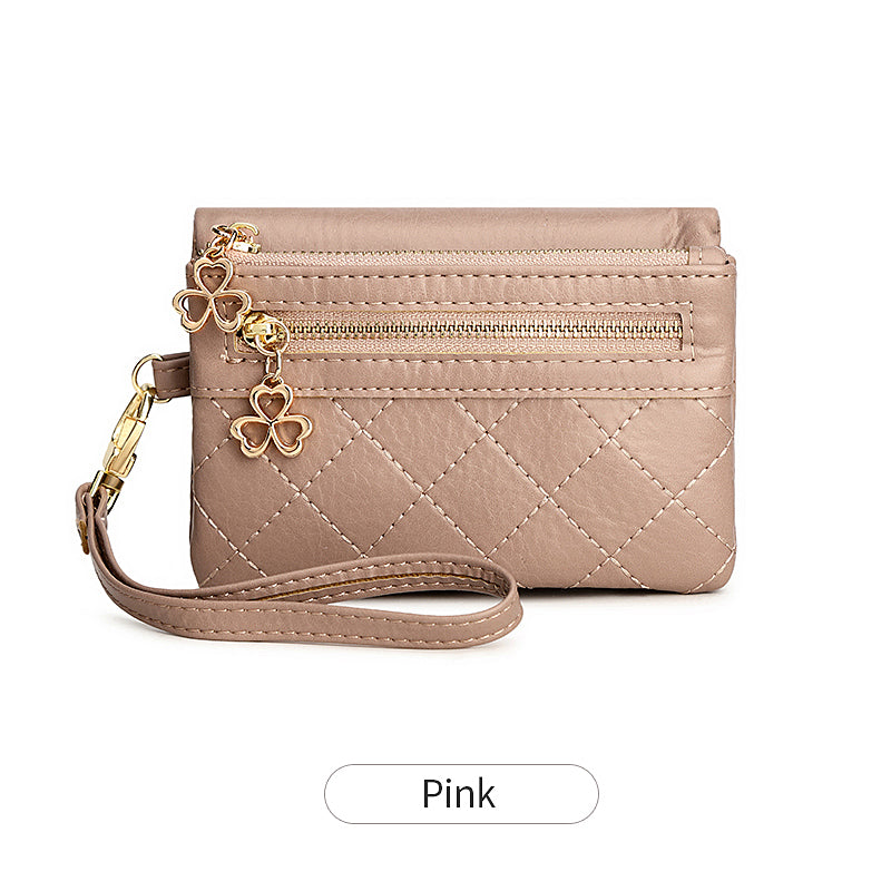 Women's Vintage Bifold Short Wallet with Wristband