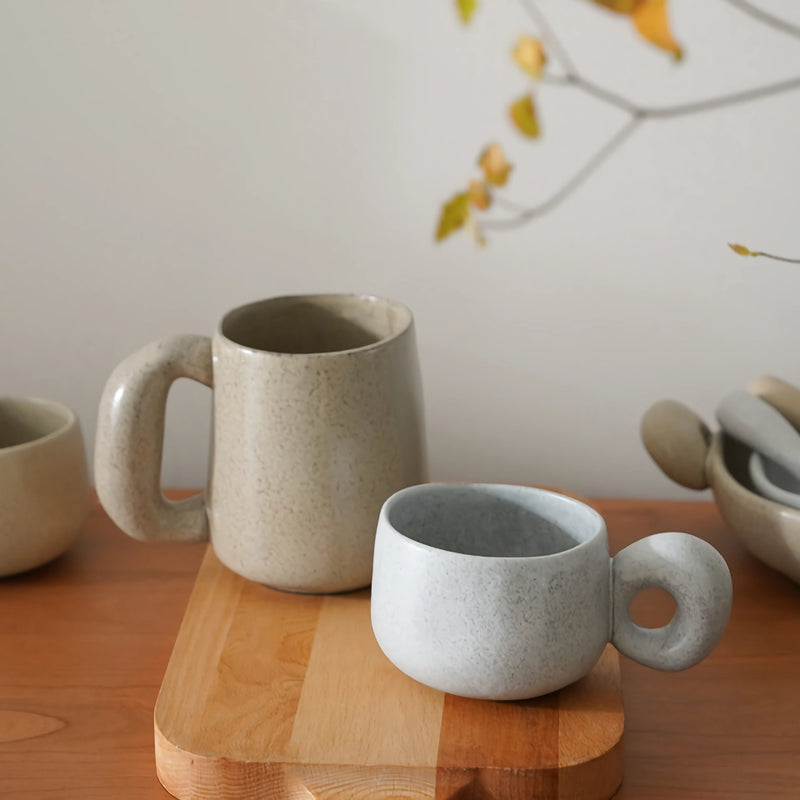 handcrafted stoneware retro coffee mug, view 8 - MRSLM
