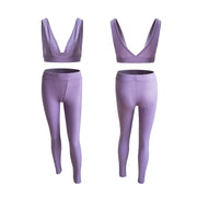women's v-neck cotton yoga set, view 5 - MRSLM