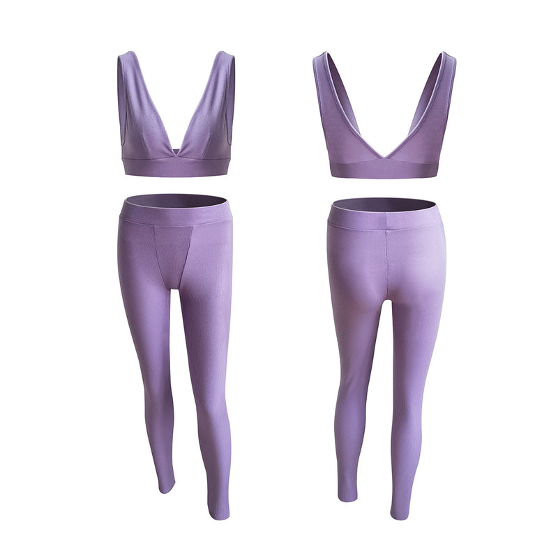 women's v-neck cotton yoga set, view 5 - MRSLM
