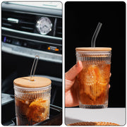 350ml glass cup with wooden lid and straw, view 5 - MRSLM