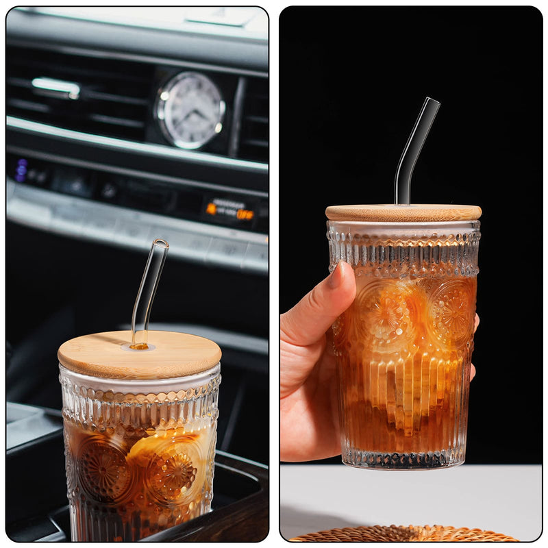 350ml glass cup with wooden lid and straw, view 5 - MRSLM