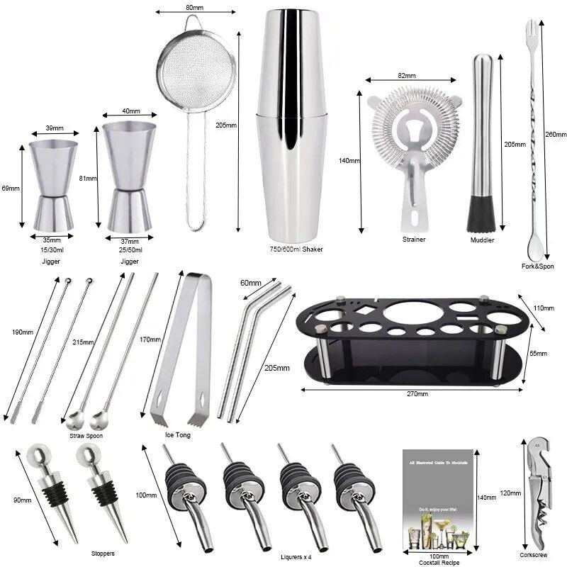 boston cocktail shaker set, view 7 - MRSLM