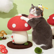 red mushroom cat scratching post, view 3 - MRSLM