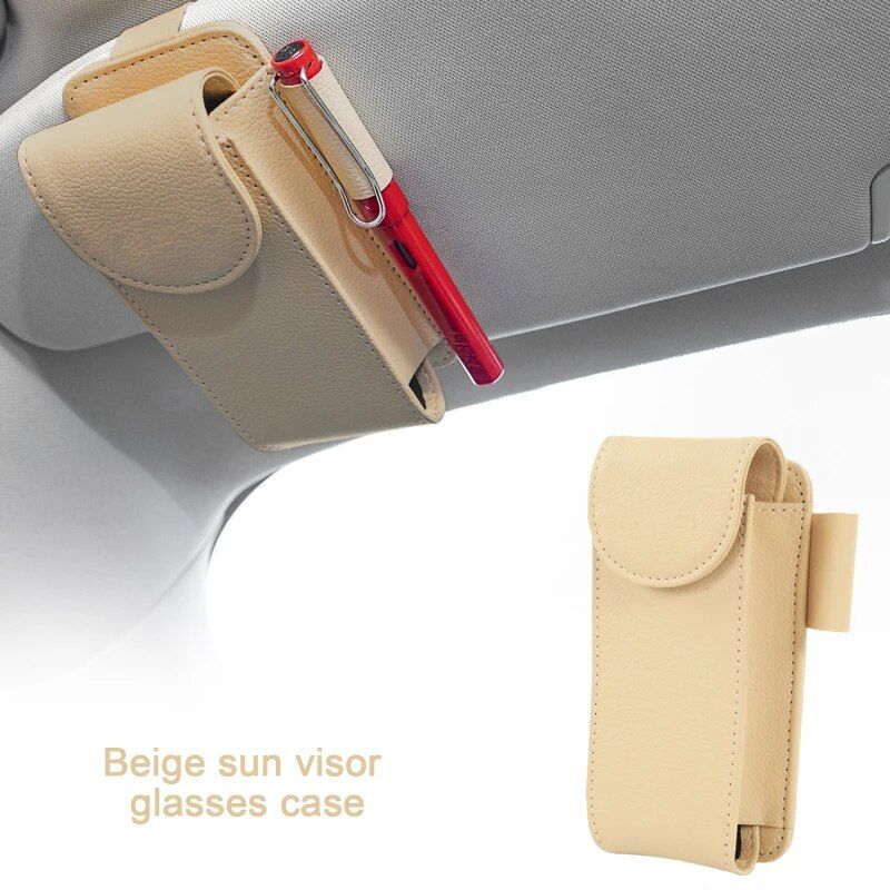 Leather Sun Visor Glasses and Card Organizer for Cars