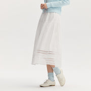 elegant lace hem midi skirt, view 5 - MRSLM