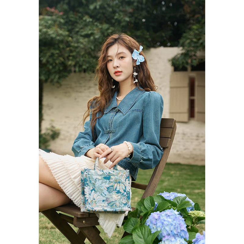 women's casual denim shirt, view 7 - MRSLM