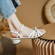 Leather square heel gladiator sandals, view 8 - MRSLM