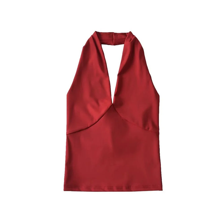 American-style Deep V-neck Halter Vest Women's Outer Wear Design Slim-fit Short High Waist Top