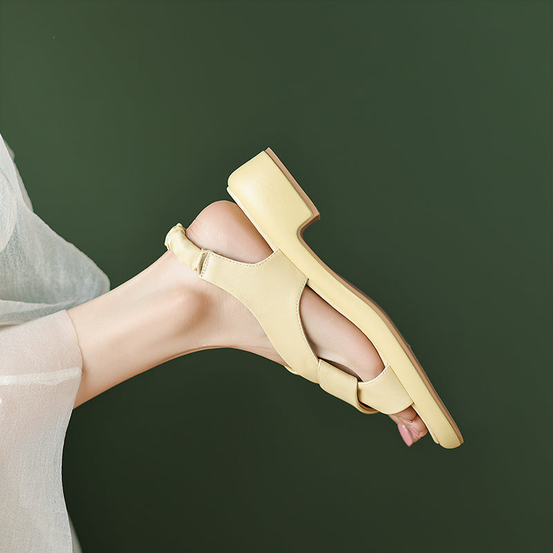 Summer Elegance: Handmade Leather Sandals with Chunky Heel and Platform