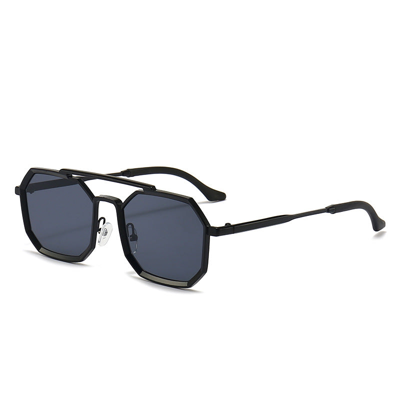 polygonal double bridge sunglasses, view 3 - MRSLM