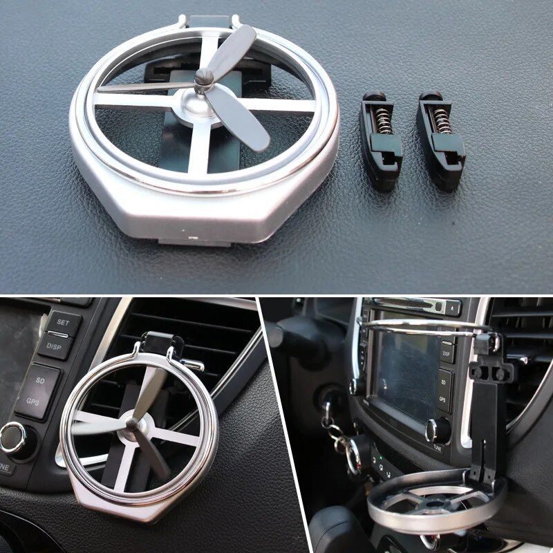 folding car beverage holder with fan, view 6 - MRSLM