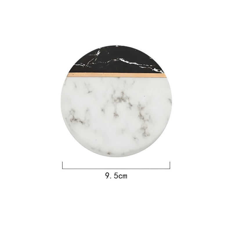 Elegantes porta-copos de cerâmica com estampa de mármore