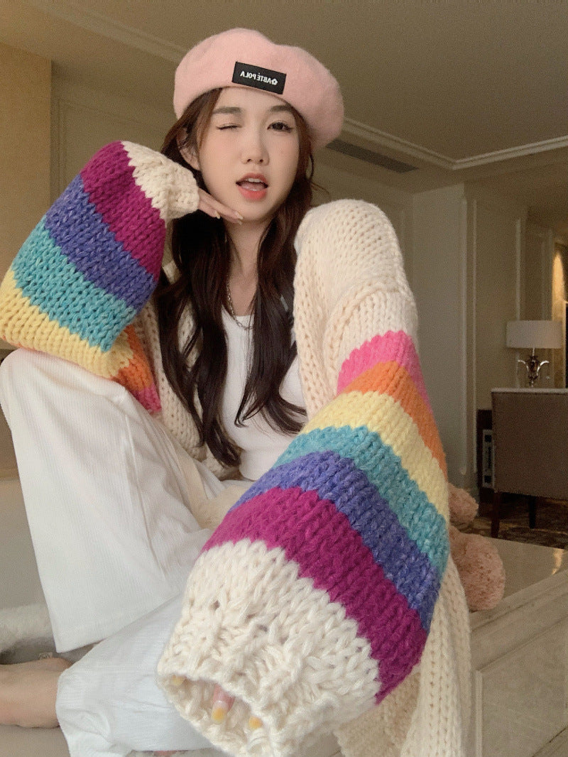 Colorful Soft Glutinous Cardigan Sweater Coat Women's Gentle And Lazy