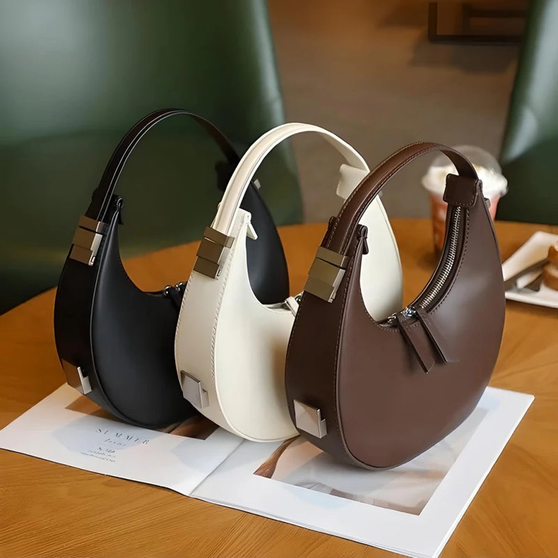 leather moon-shaped shoulder bag, view 8 - MRSLM