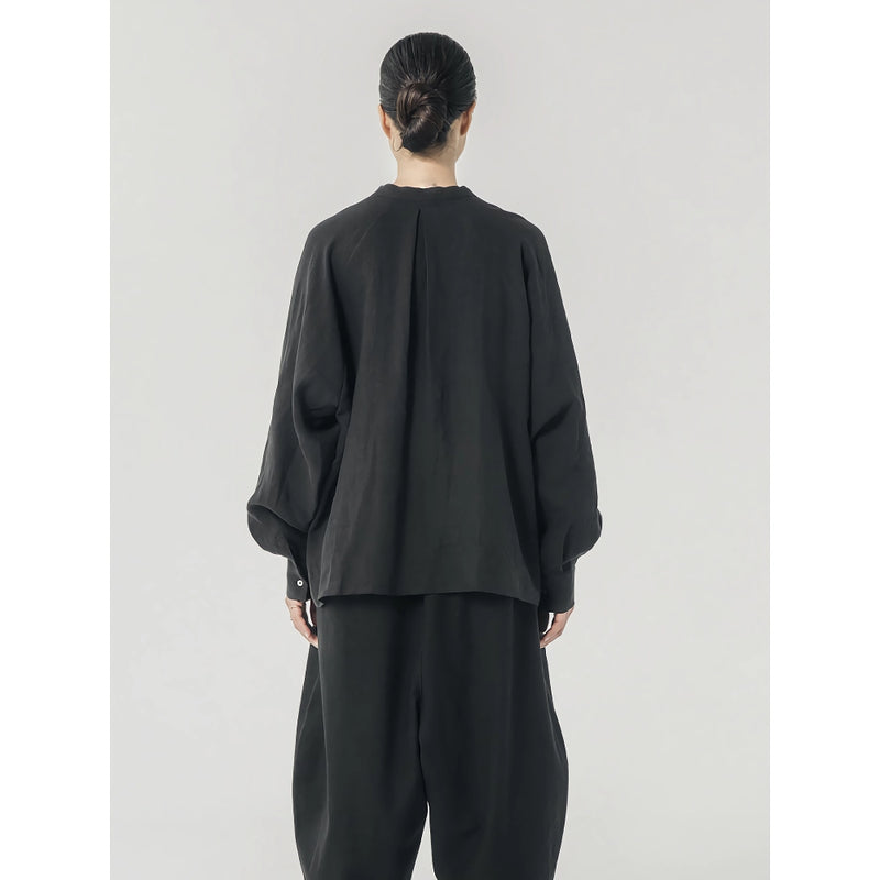 retro linen oversized shirt, view 3 - MRSLM