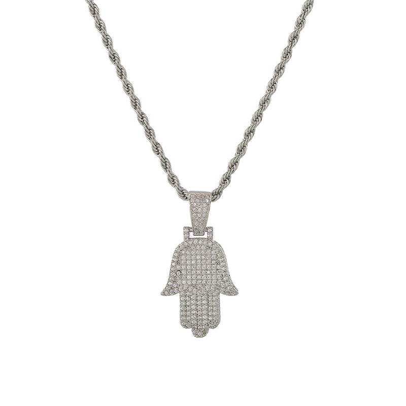 zircon Fatima hand pendant necklace, view 2 - MRSLM