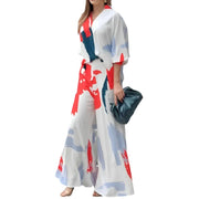 casual printed long sleeve top and loose pants set, view 3 - MRSLM