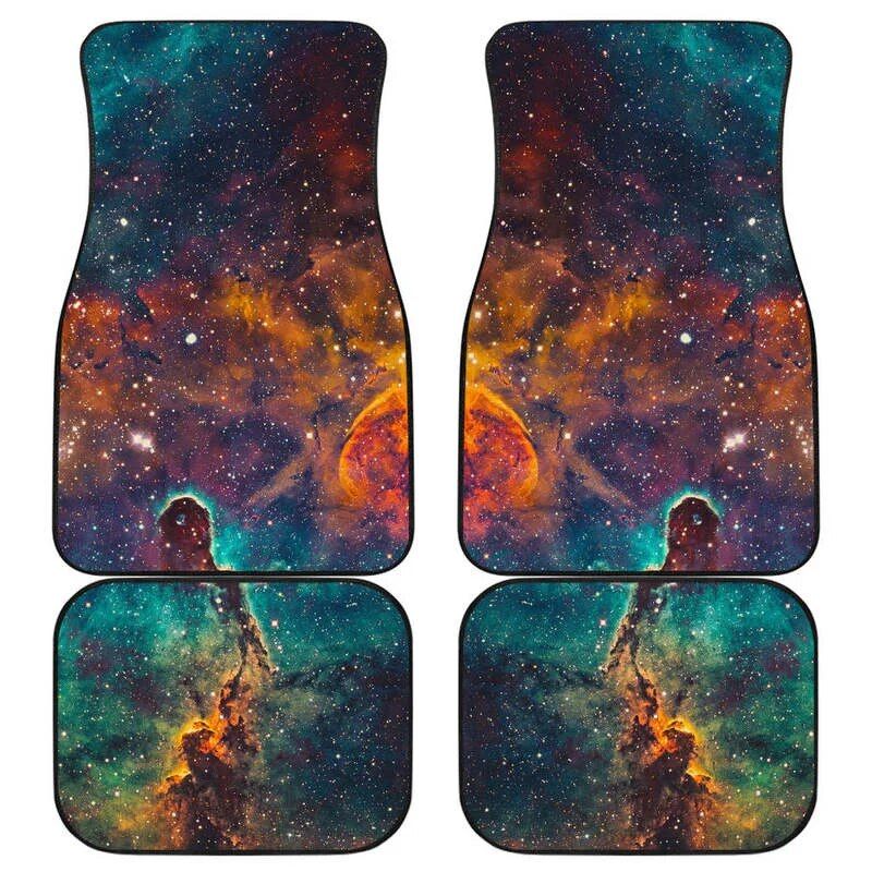 Galaxy Space Türkis &amp; Orange Auto-Fußmatten-Set