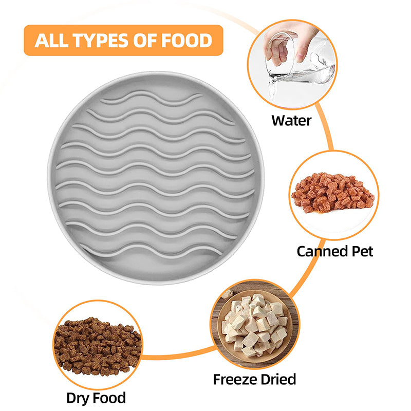 Tigela de silicone antiderrapante para alimentação lenta de cães.