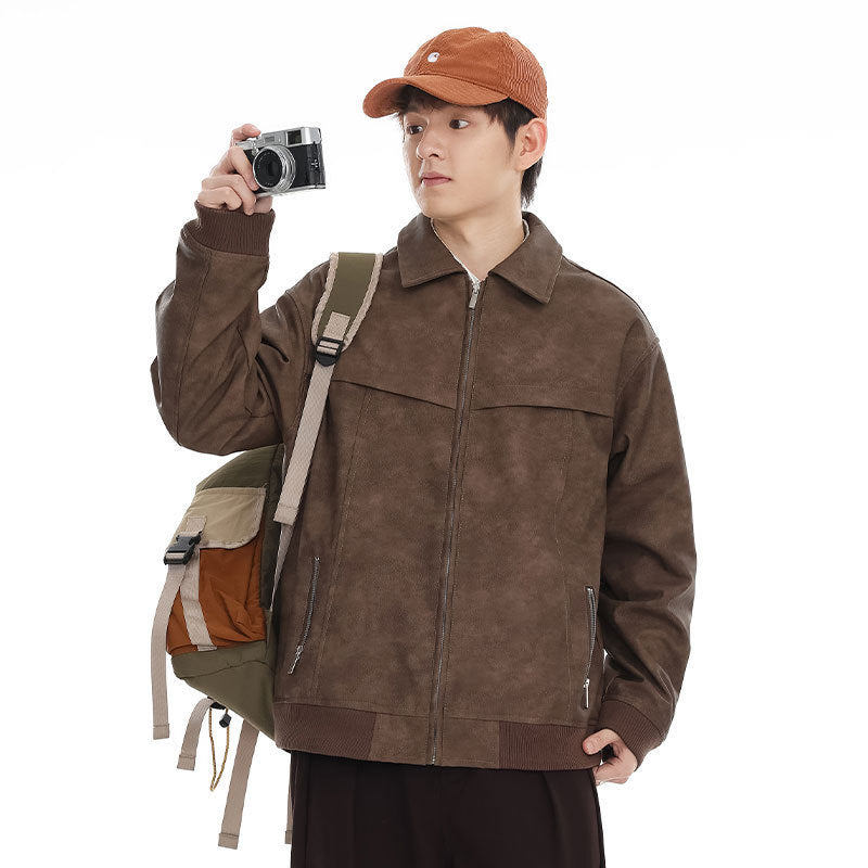 Retro Distressed Leather Coat Men And Women