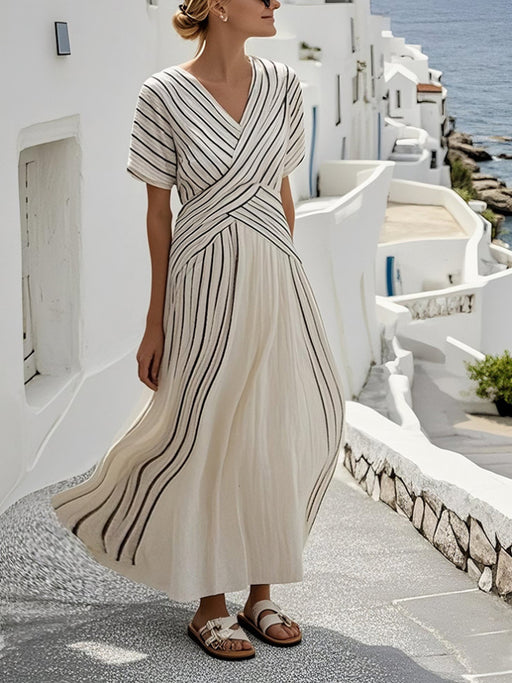 loose striped mid-length dress, view 7 - MRSLM