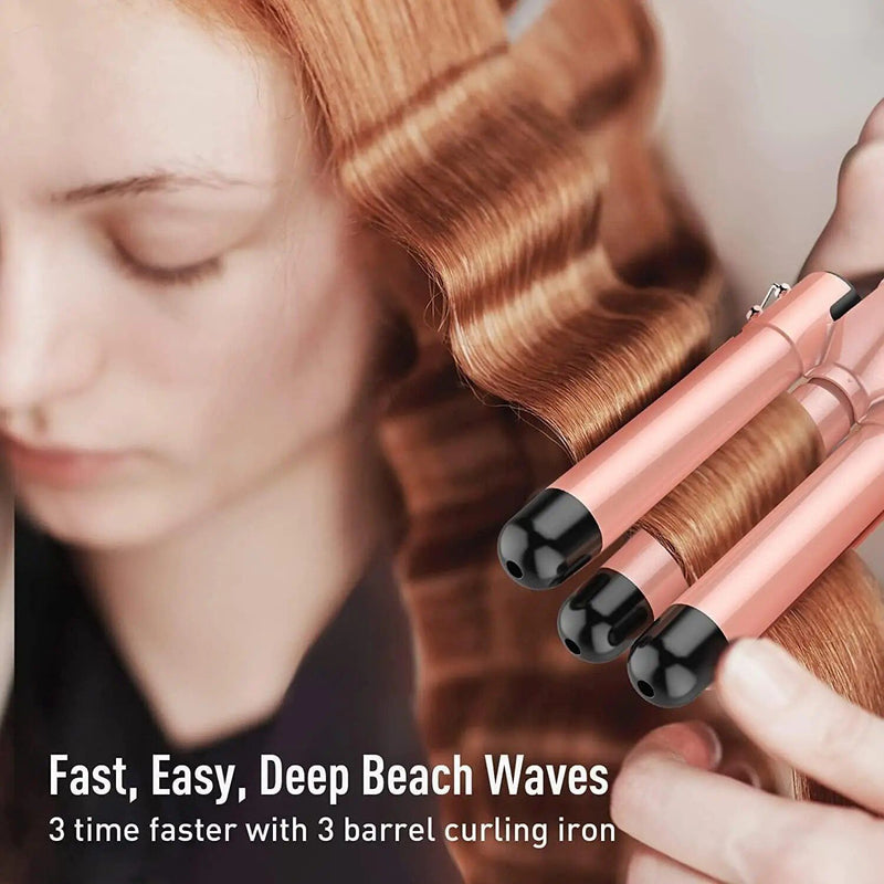 5-in-1 curling wand with 3-barrel waver, view 8 - MRSLM
