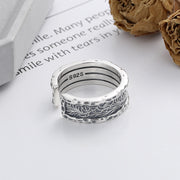 sterling silver tang grass pattern wide ring, view 4 - MRSLM