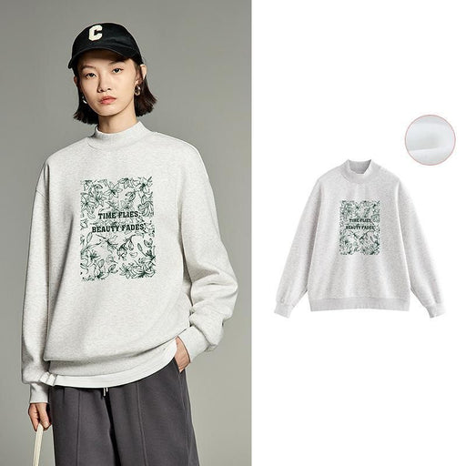winter floral plush sweatshirt for women, view 3 - MRSLM