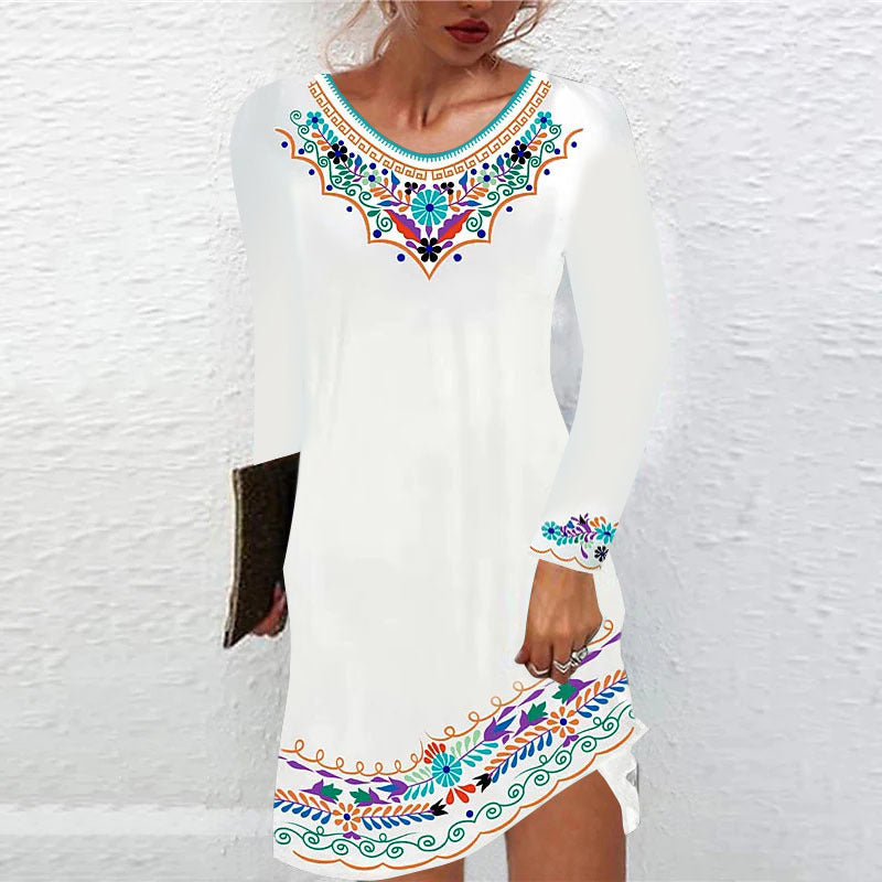 autumn and winter printed dress for women, view 9 - MRSLM