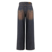 washed ripped stitched denim trousers, view 3 - MRSLM
