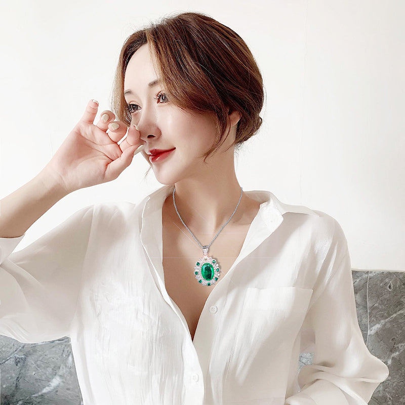 silver flower gemstone necklace - MRSLM