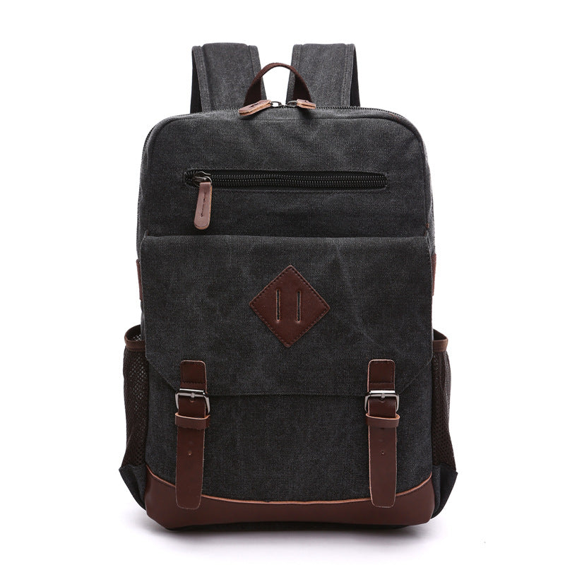 Men's Laptop Backpack Wash Canvas Solid Color