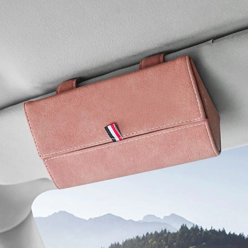 Luxury PU Leather Car Visor Sunglasses Holder