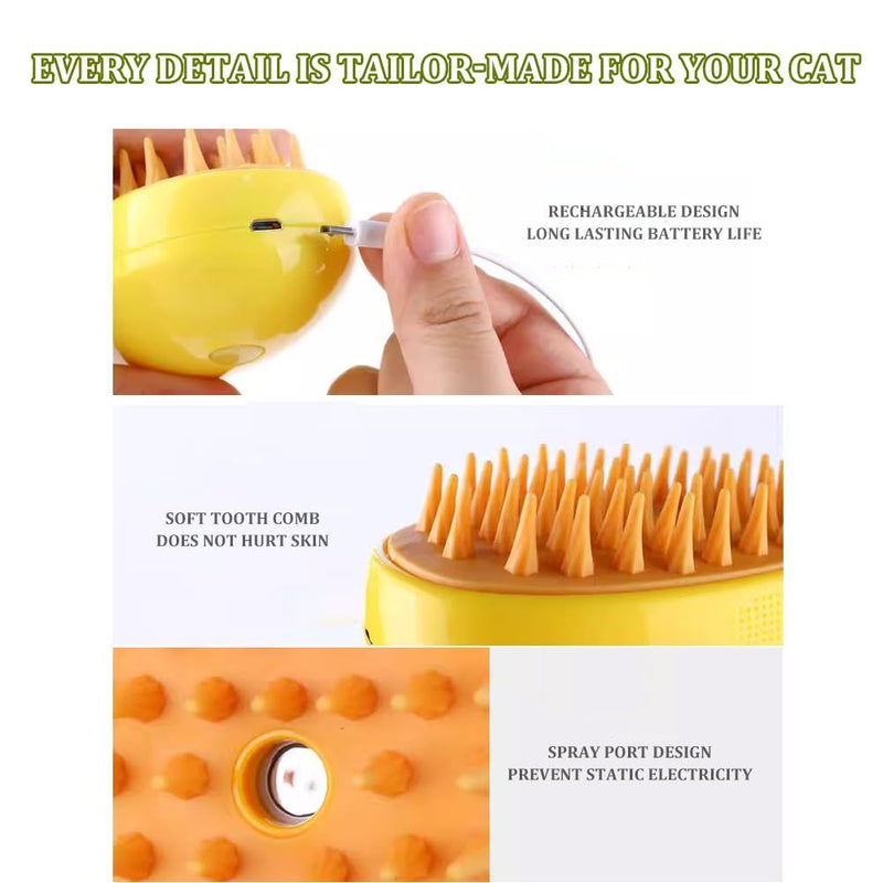 Escova de higiene 3 em 1 para gatos com carregamento USB.