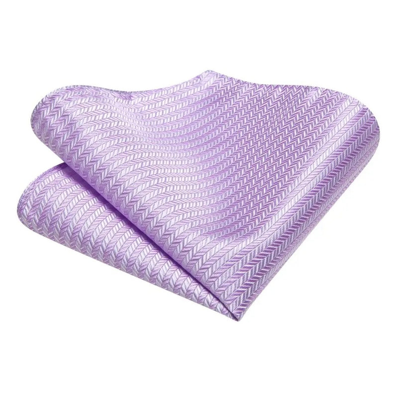 striped lilac silk necktie set for men, view 7 - MRSLM