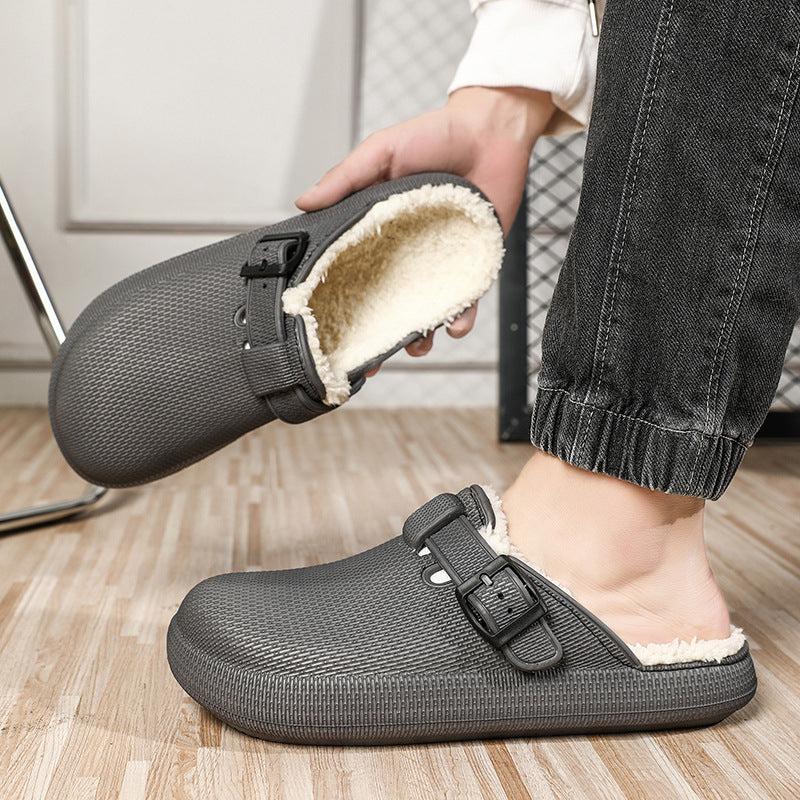thick bottom warm slide slippers, view 5 - MRSLM