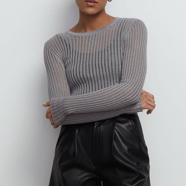 striped see-through knit top, view 18 - MRSLM