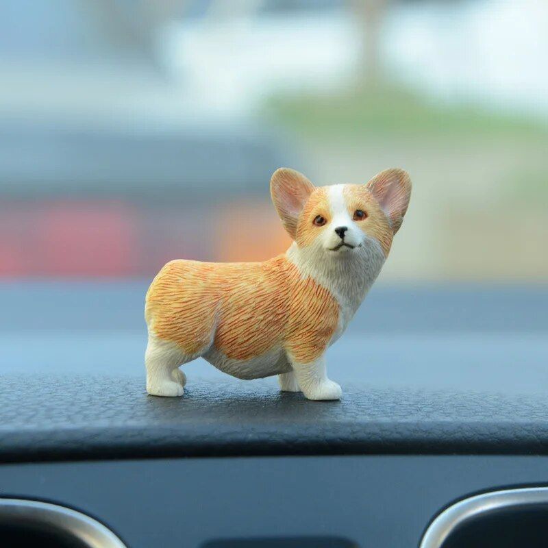 Cute Corgi Dashboard Ornament - Mini Resin Puppy Car Decor