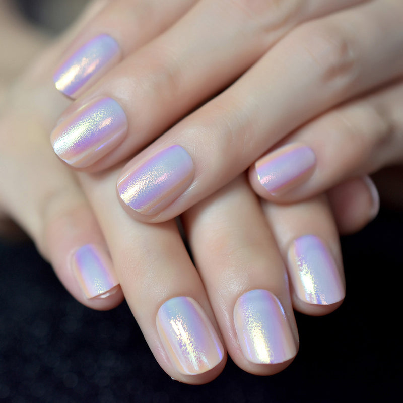 chrome iridescent press-on nails, view 4 - MRSLM