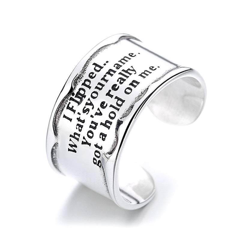sterling silver wide letter open ring, view 2 - MRSLM