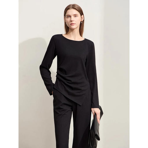 asymmetrical slit long-sleeve tee, view 2 - MRSLM