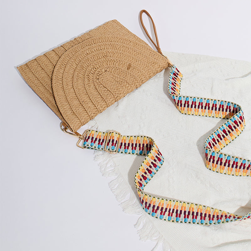 bohemian straw clutch handbag, view 6 - MRSLM